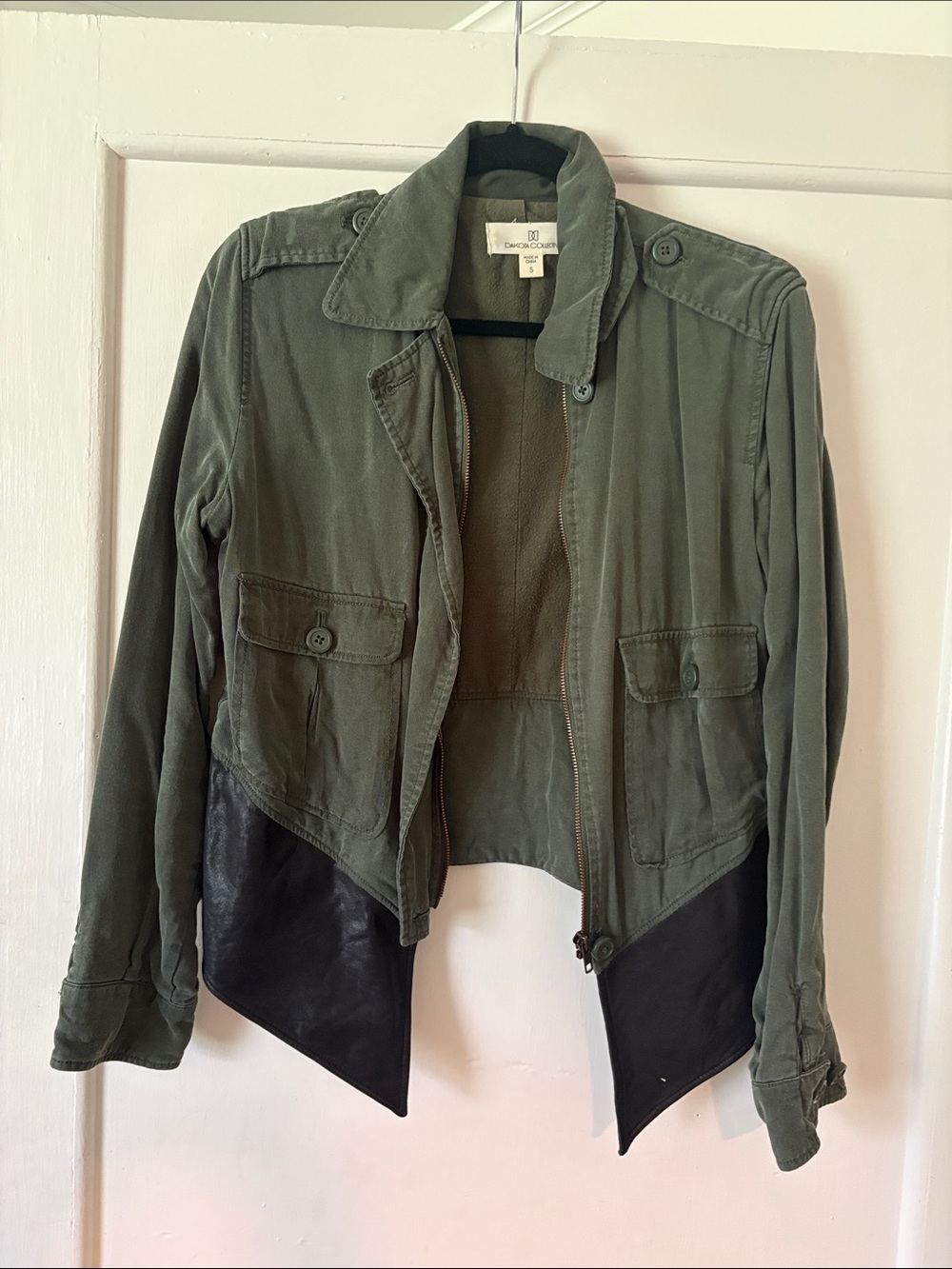 Olive Green Utility Jacket with Black Panels
